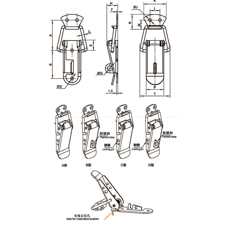 Tirador de hebilla de acero inoxidable Bucklee-C9105-2550
