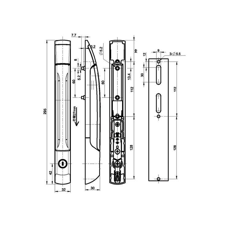 Cerradura de barra de tracción exterior tipo elevación-A8191