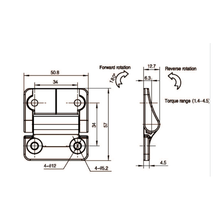 Bisagra de amortiguación de montaje plano-B2222-1;2