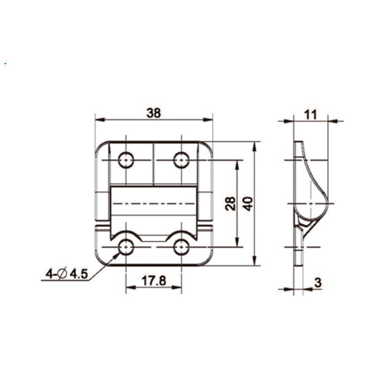 Bisagra de amortiguación de montaje plano-B2222-3;4