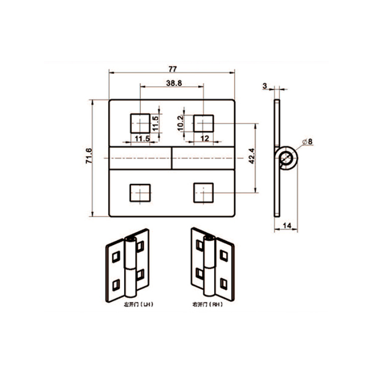 Bisagra desmontable montada al ras-B2223