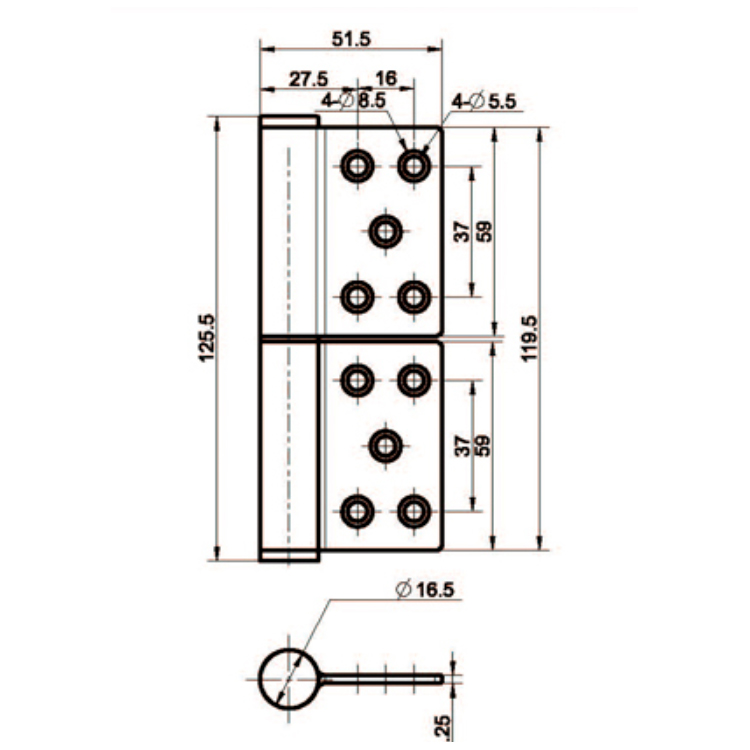 Bisagra desmontable incorporada de acero inoxidable-B2228-13