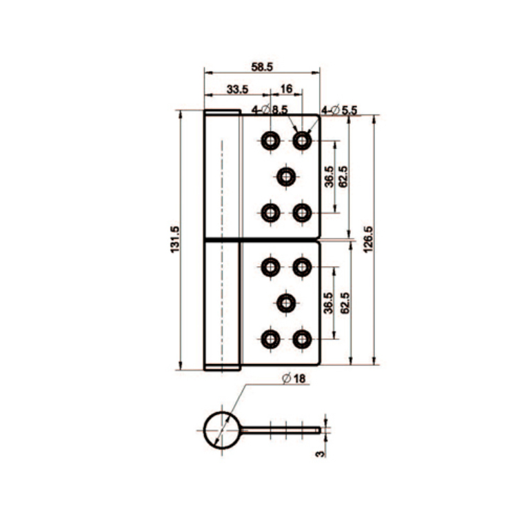 Bisagra desmontable incorporada de acero inoxidable-B2228-14