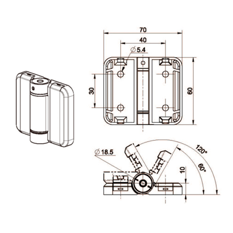Bisagra de posicionamiento de montaje plano-B2233-1