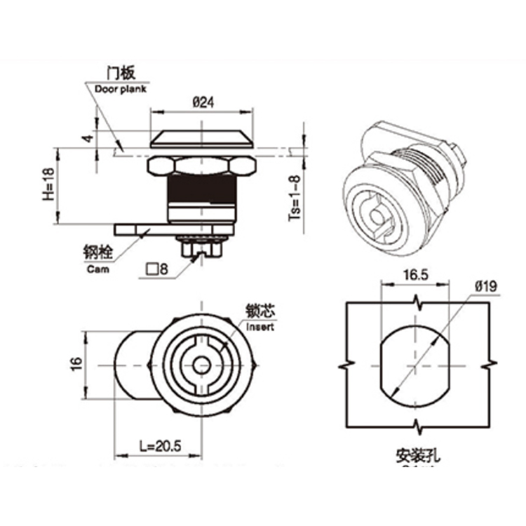 Tipo de herramienta Cam Lock-A6203