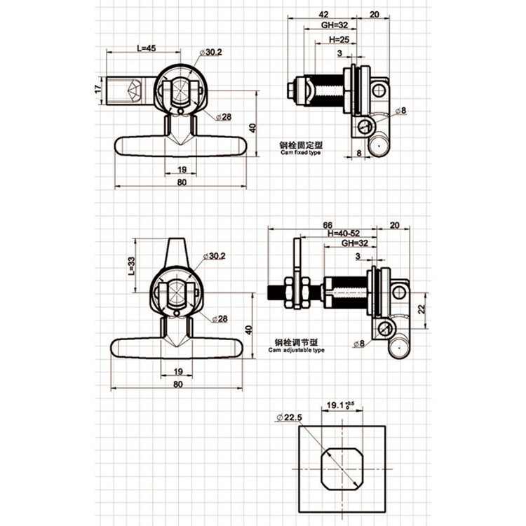 Cerradura de compresión plegable con manija en T-A6341